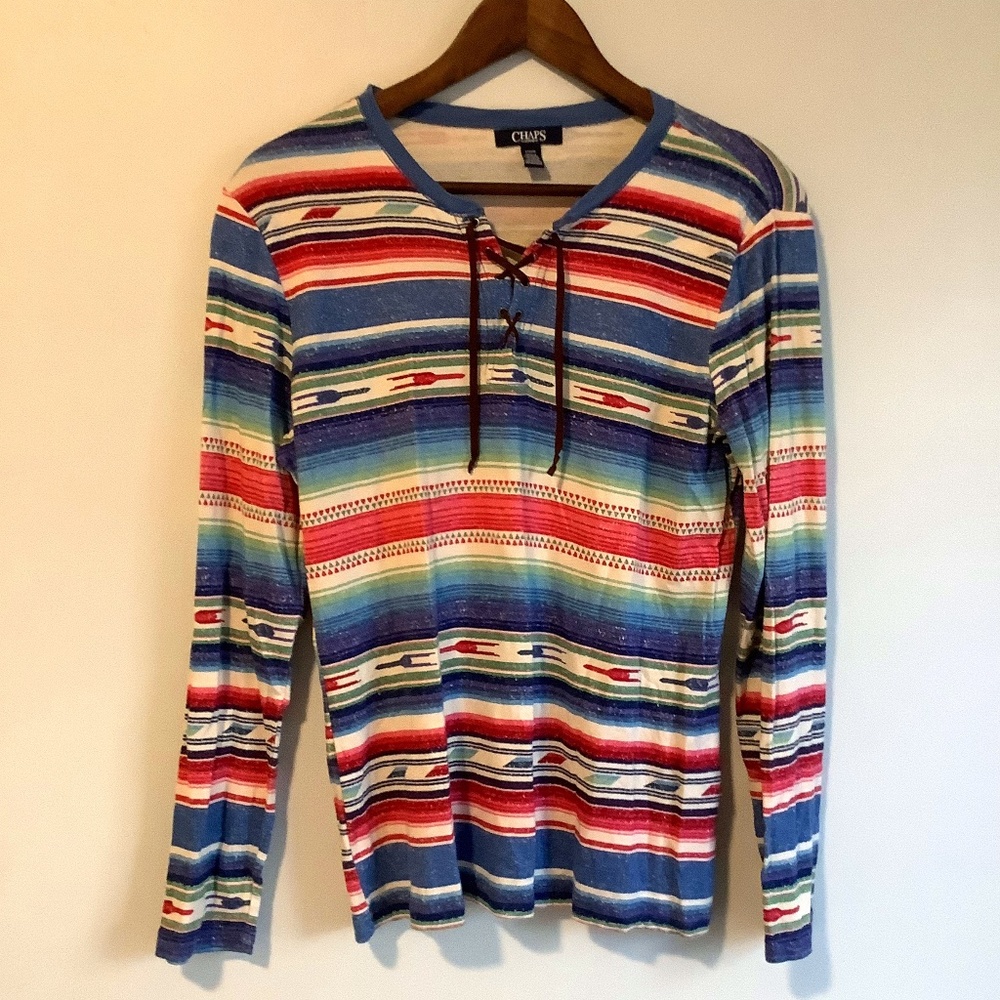 Chaps long sleeve multi-color shirt Sz L